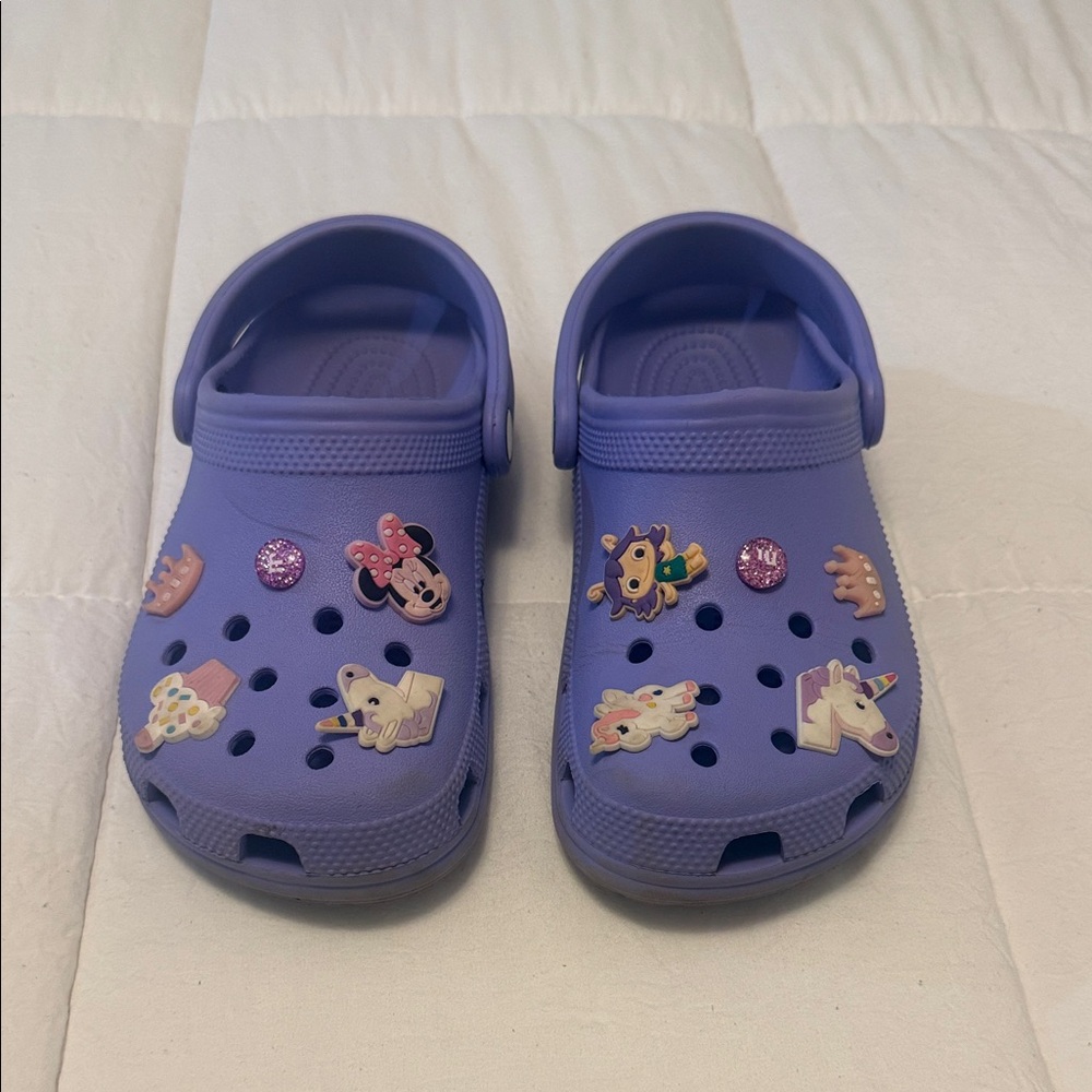 CROCS Purple Mules with Fun Charms